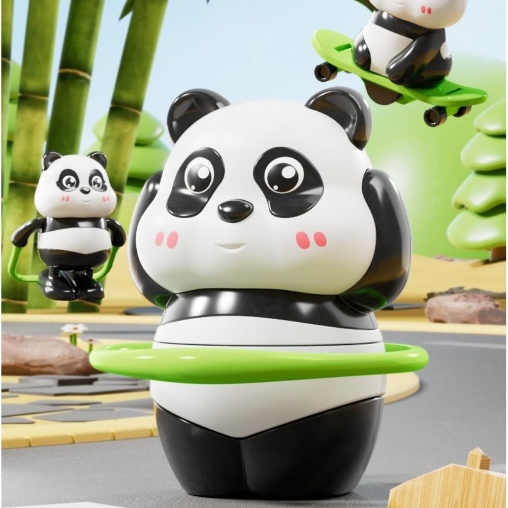 Plastic Funny Panda Toy Skateboarding Action Sports Panda Ornament Novelty Mechanical Toy Children