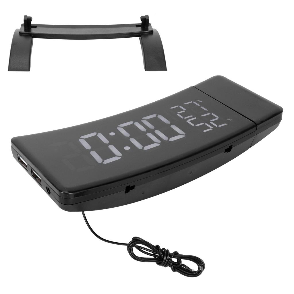 LED Rotatable Projection Alarm Clock Temperature Humidity Gauge with FM Radio USB Charging