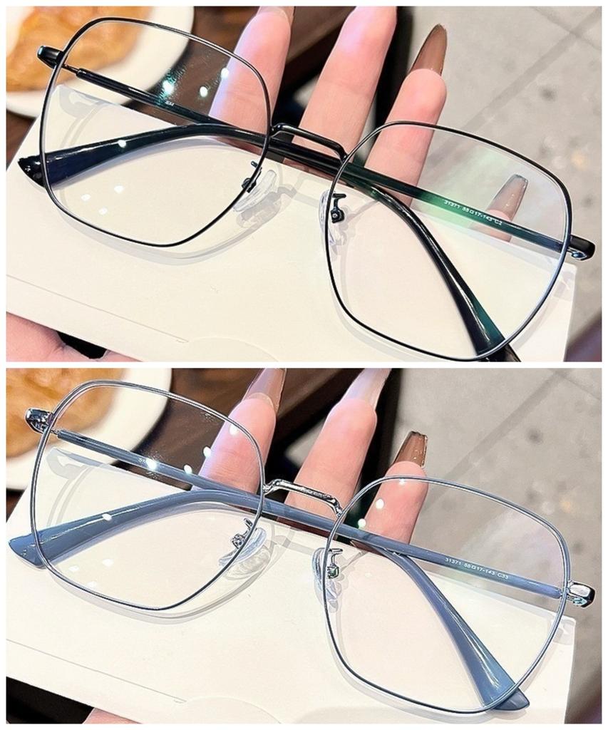 Korean Retro Metal Frame Square Row Men's and Women's Anti-blue Light/anti-radiation Glasses