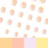 Tri-Color French Style Removable Nail Tips with Floral Stickers (Orange, Yellow, Purple)