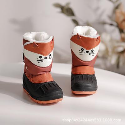 Cartoon Velvet Warm Non-slip Waterproof Snow Boots Cotton Shoes for Men, Women and Children