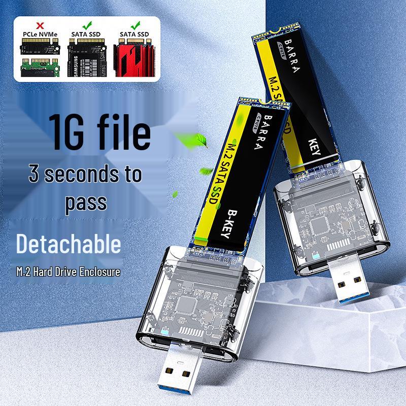 Transparent USB 3.0 SSD Enclosure for M.2 NGFF SATA Drives