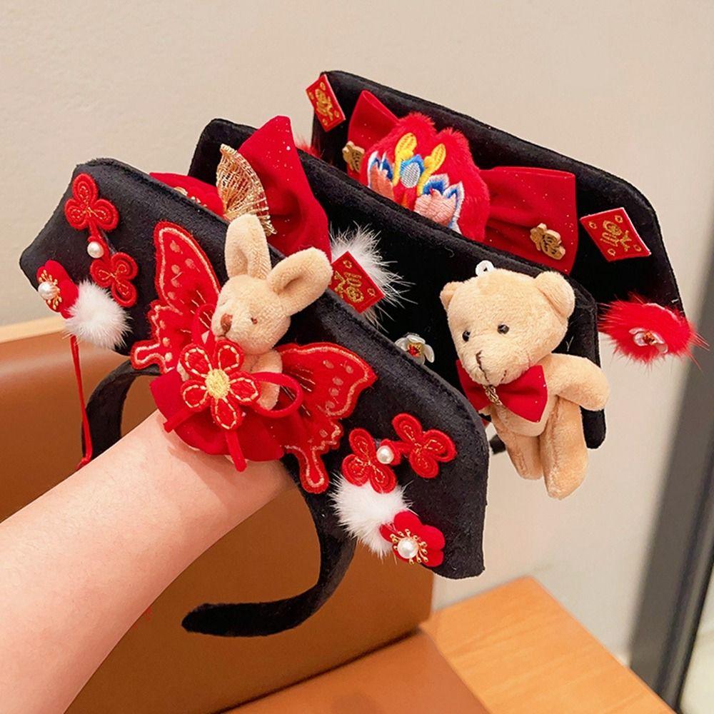Flower Ancient Style Gege Headband Snake Year Hanfu Headwear  New Year Hair Accessories