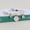 New Simple Cute Cartoon Bunny Bracelet for Women Sweet Pink Series Pendant Hand-Wowen Bracelets Bangles Couple Friends Gift