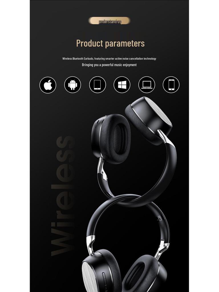 Business Style Gold Thread Over-Ear Bluetooth Headphones: High-Quality Sound for Wireless Gaming