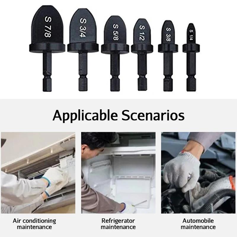 5/6Pcs Tube Pipe Expander Copper Tube Hex Shank Imperial Pipe Expander Tube Electric Drill Bit Flaring Tool for Air Conditione