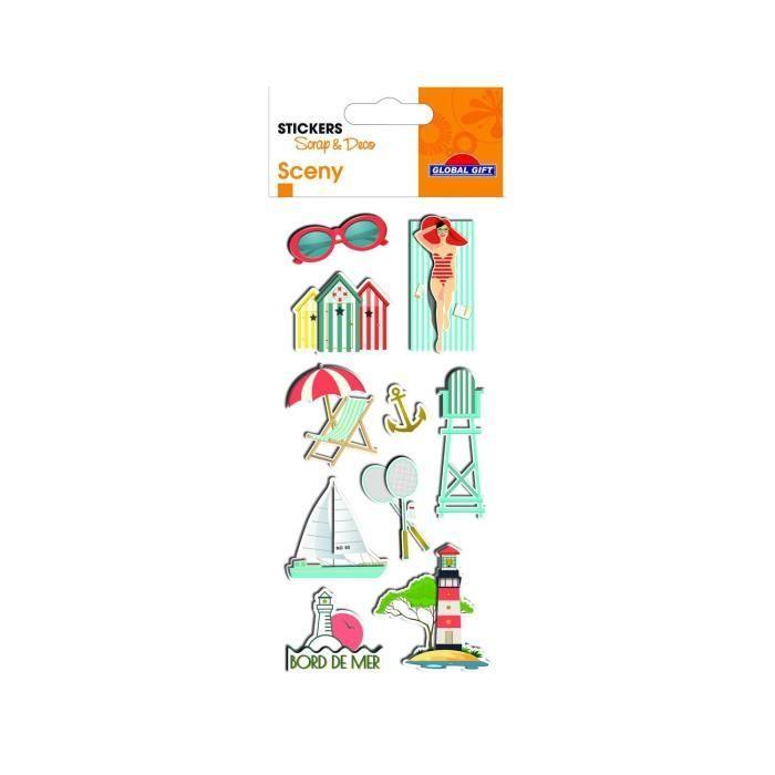 Autocollants en relief dorés - Sceny - Plage - Enfant - A partir de 5 ans