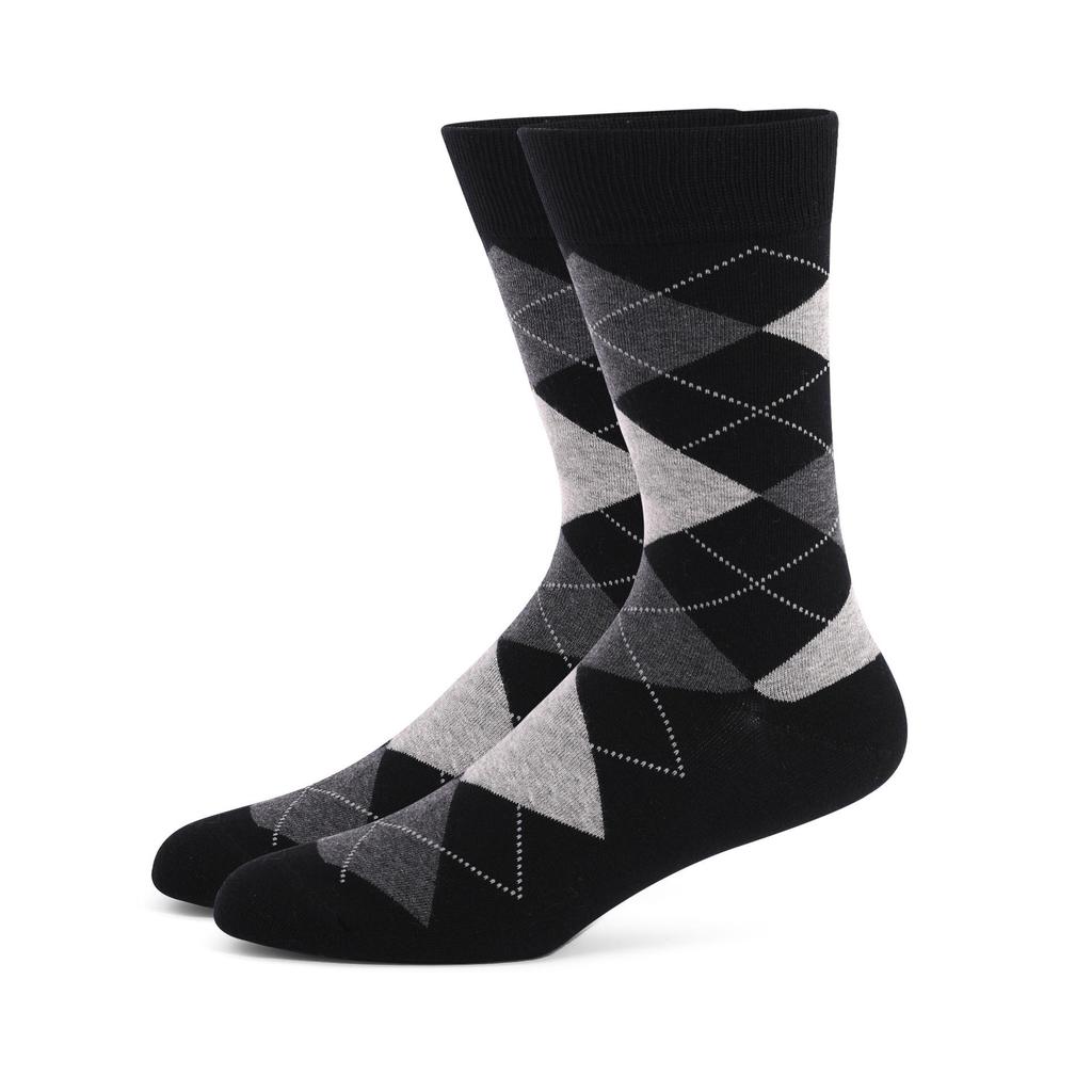 Men's Plus Size Argyle Stripe Knee-High Socks - Solid Colors for Autumn/Winter