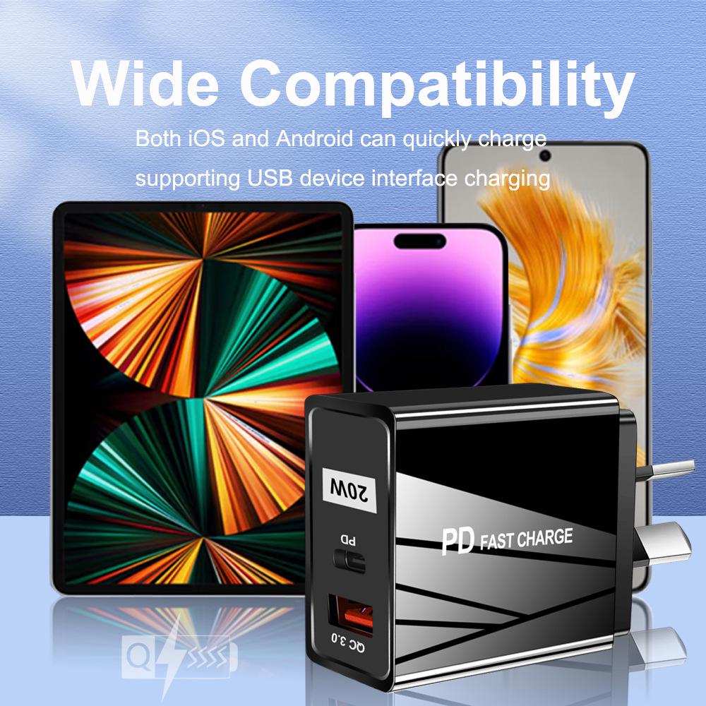 Dual USB Quick Charger - 5V/9V/12V, QC3.0+PD, EU/US Standards