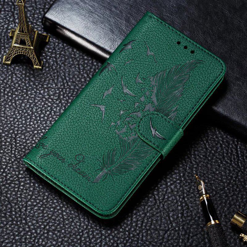 Lychee Feather Leather Case for iPhone 14 - Protective Cover with Card Slot - Flip Design for iPhone 13.