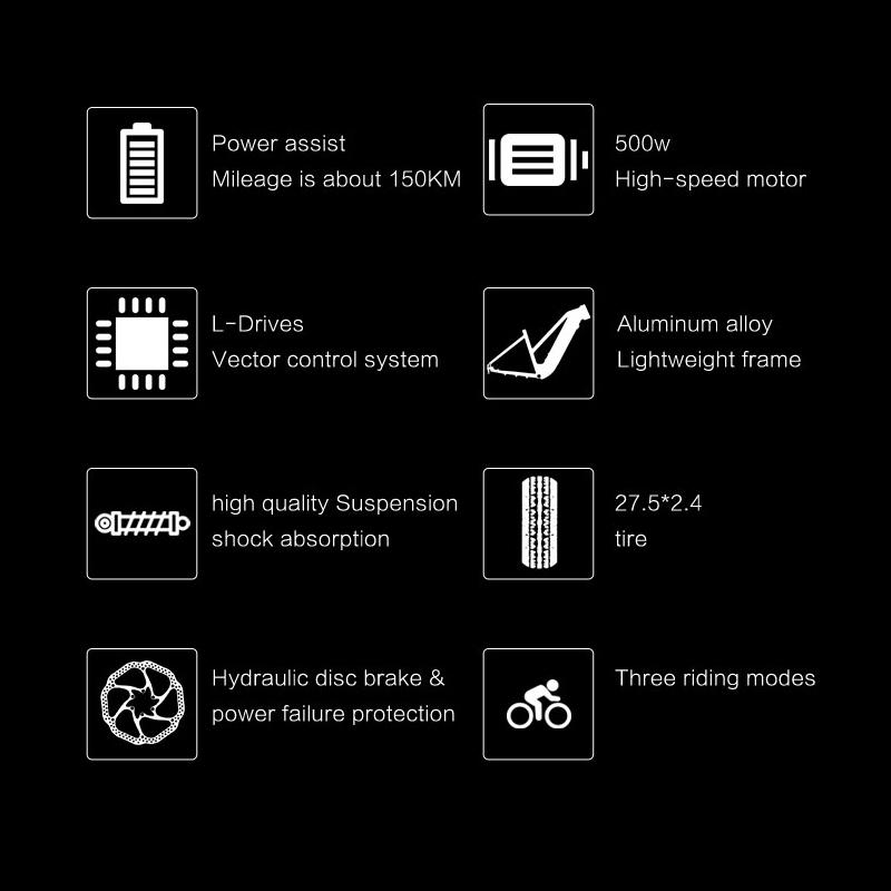 Lankeleisi MX600PRO 1000W Adult Electric Bike 48V 20Ah 27.5-inch 20Ah Electric Touring Bike City E-bike