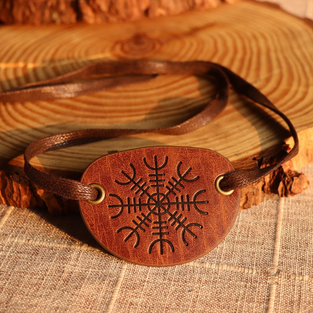 Medieval Embossed Pirate Eye Patch, Vintage Faux Leather Eye Mask Viking Accessories, Renaissance Eye Cover Cosplay