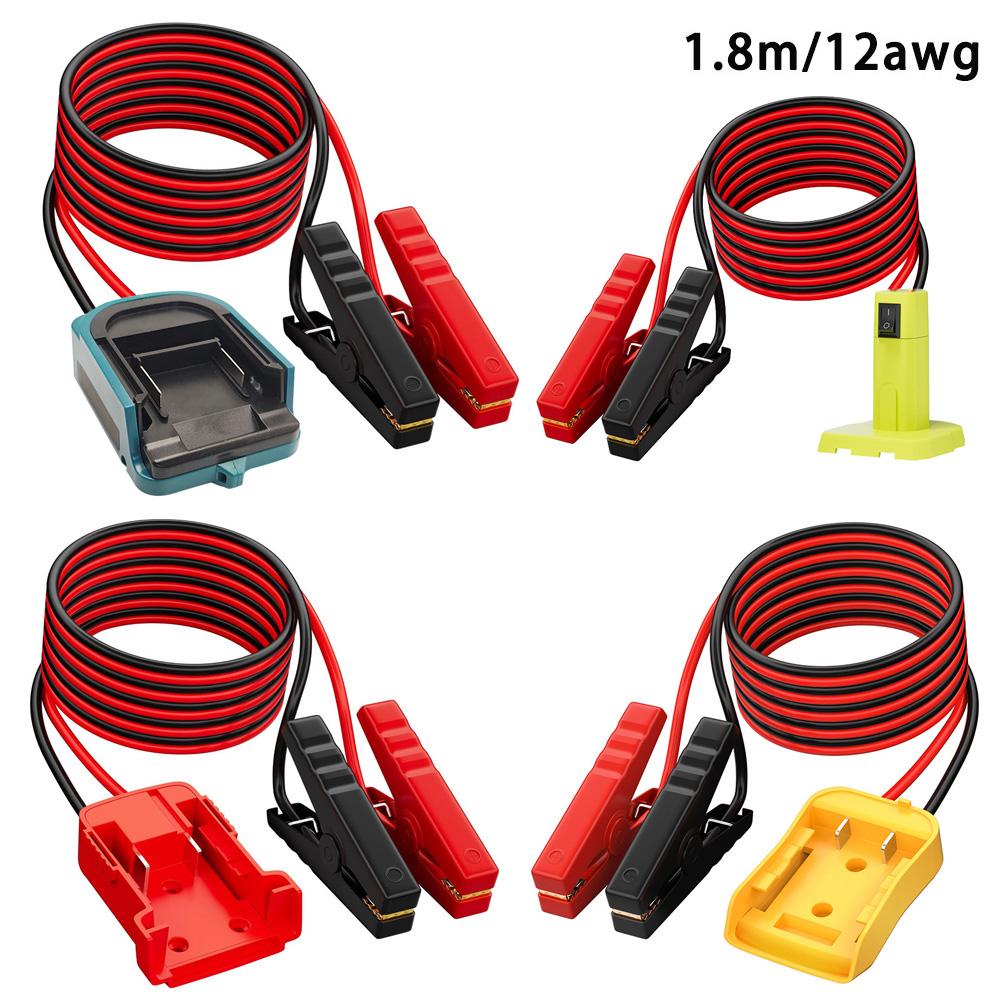 Starthilfe für Dewalt/Makita/Ryobi/Milwaukee/ 18/20V Batterie Autobatterie-Zündgerät Notstrom für das Auto Starthilfekabel 12AWG Kabel