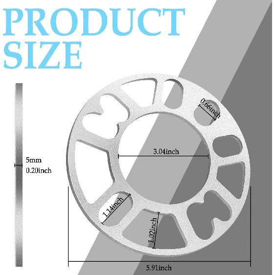 2PCS 5mm Car Wheel Spacers,Hubcentric Wheel Spacers for PCD 98-120mm 4 or 5 Cam Lugs & 4x100/4x114.3/5x105/5x112 Bolt Pattern,Spacers for Car