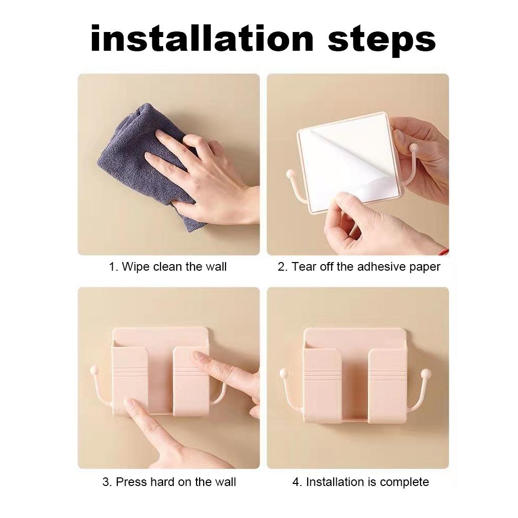 Wandmontierter Telefonladehalter, selbstklebender Fernbedienungs-Organizer, multifunktionaler Schlüsselanhänger, Aufbewahrungsbox für Haushalt und Hotel