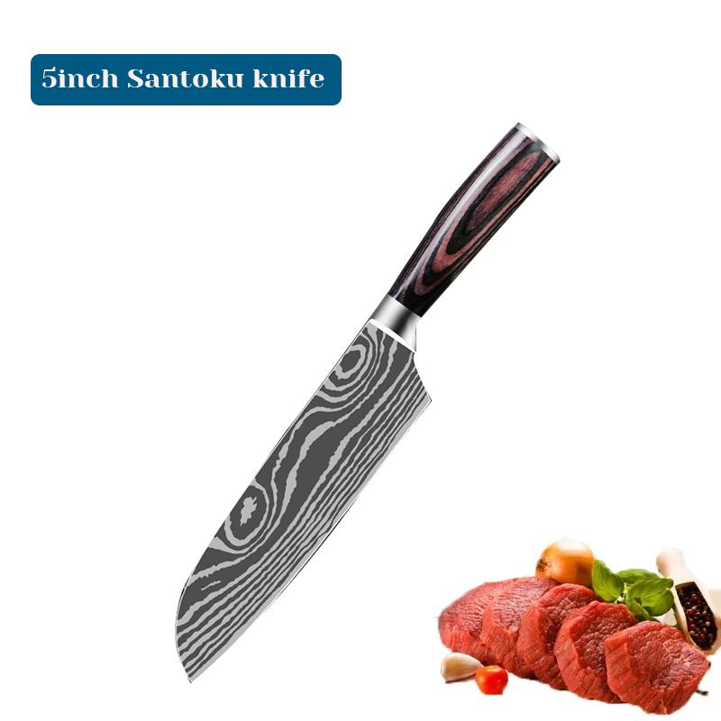 3PCS Kitchen Knives Set Damascus Chef Knife Professional Boning Knife Japanese Santoku Meat Cleaver Knife Kitchen Supplies