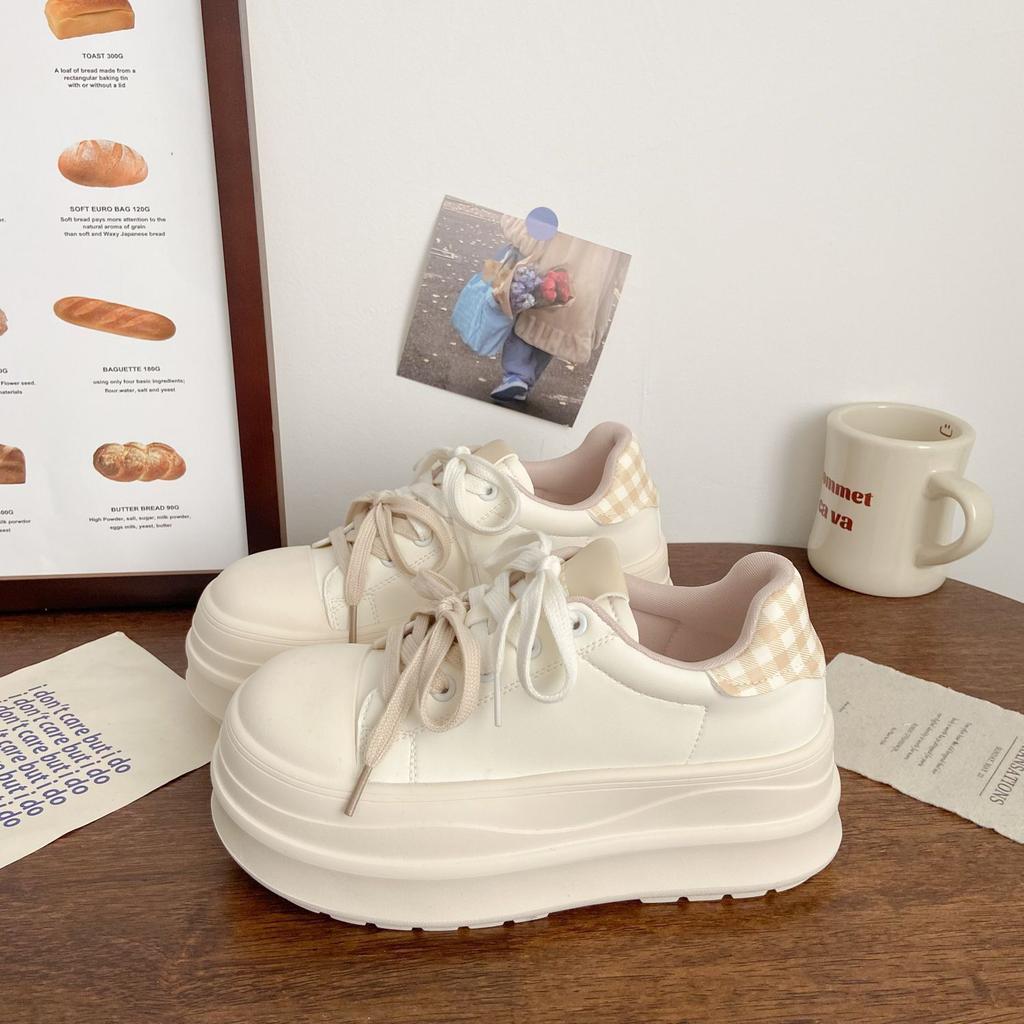 Ugly cute muffin little white shoes women's platform autumn new chic niche Korean version bread shoes versatile sports board shoes