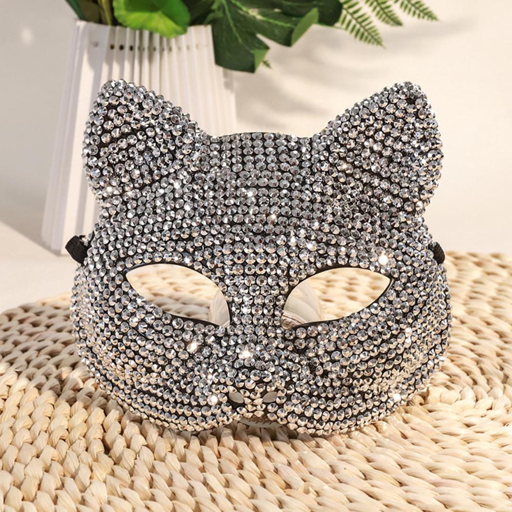 Rhinestone Halloween Masquerade Mask - Sparkling Half-Face Party Mask Fashion Accessory