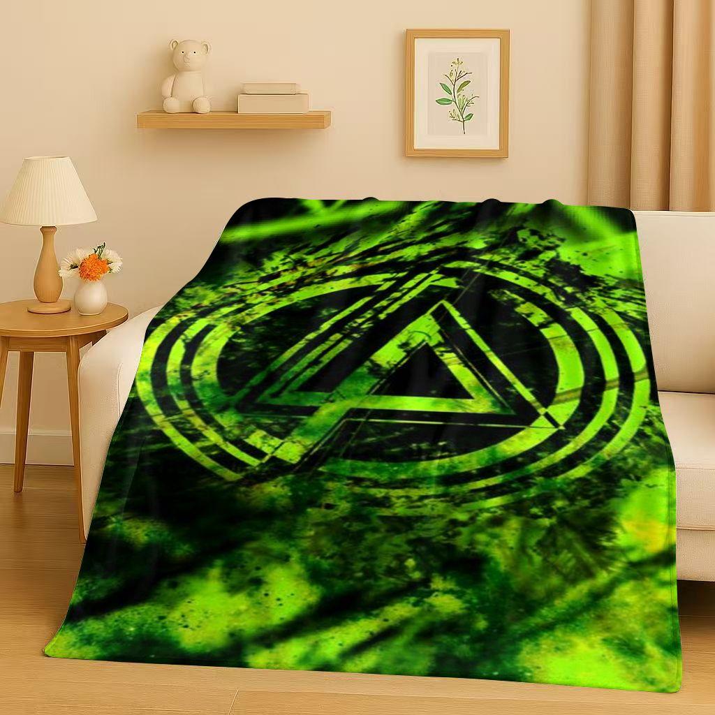 Retro L-Linkin Park Sign Rock Band Music Flannel Blanket,Ultra Soft Warm Plush Throw for Home Bedroom Bed Sofa Cover Camping