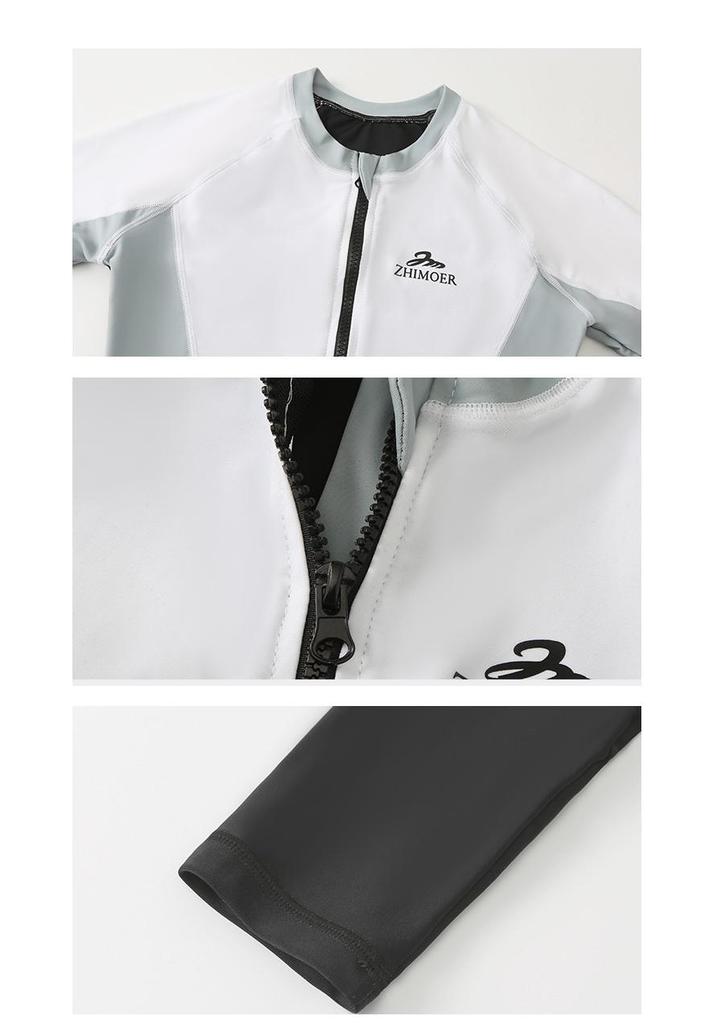 Unisex Long Sleeve Quick-Drying Zipper Wetsuit with Sun and Jellyfish Protection - Couple's Surfing Swimsuit Set
