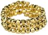 18K Yellow Gold Mirror Ball One Size Fits Shape Memory Bi44 [Four-Leaf Clover] Ring, 3-Row, Most, Coil, Women's