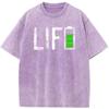 Men Casual Cotton Short Sleeve T-shirts Battery Life Letter Men's T-Shirt Men Women Casual Fashion Oversized T-shirt