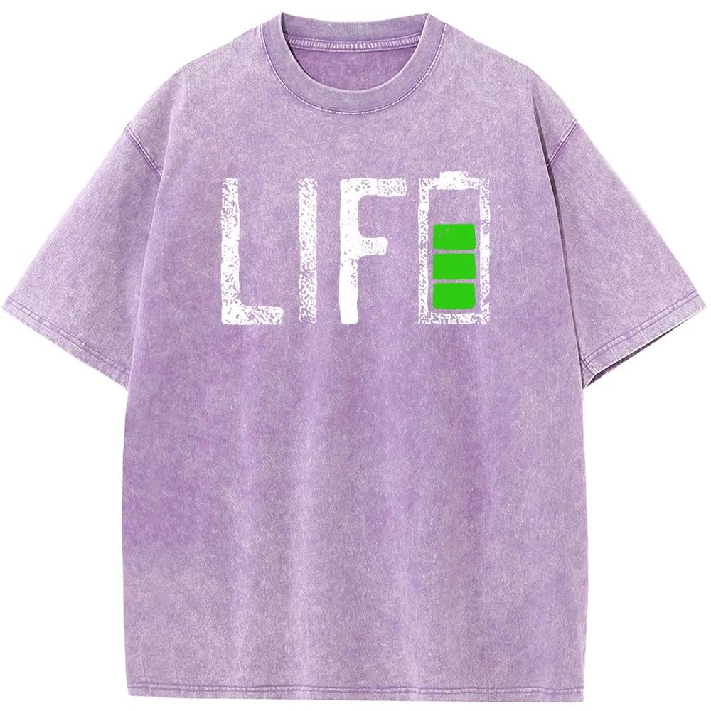 Men Casual Cotton Short Sleeve T-shirts Battery Life Letter Men's T-Shirt Men Women Casual Fashion Oversized T-shirt