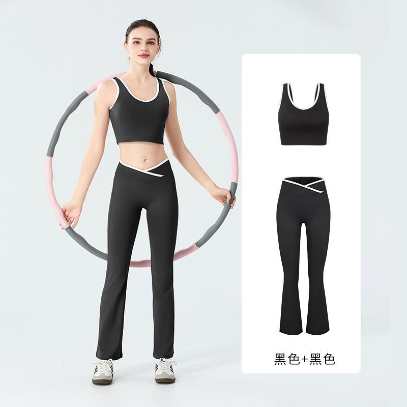 Dewey contrasting color small yoga suit women's suit with chest pad vest micro-pull pants tight quick-drying fitness sportswear