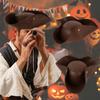Triangular Halloween Pirate Hat PU Leather Masquerade Party Cosplay Hat  Photography Prop