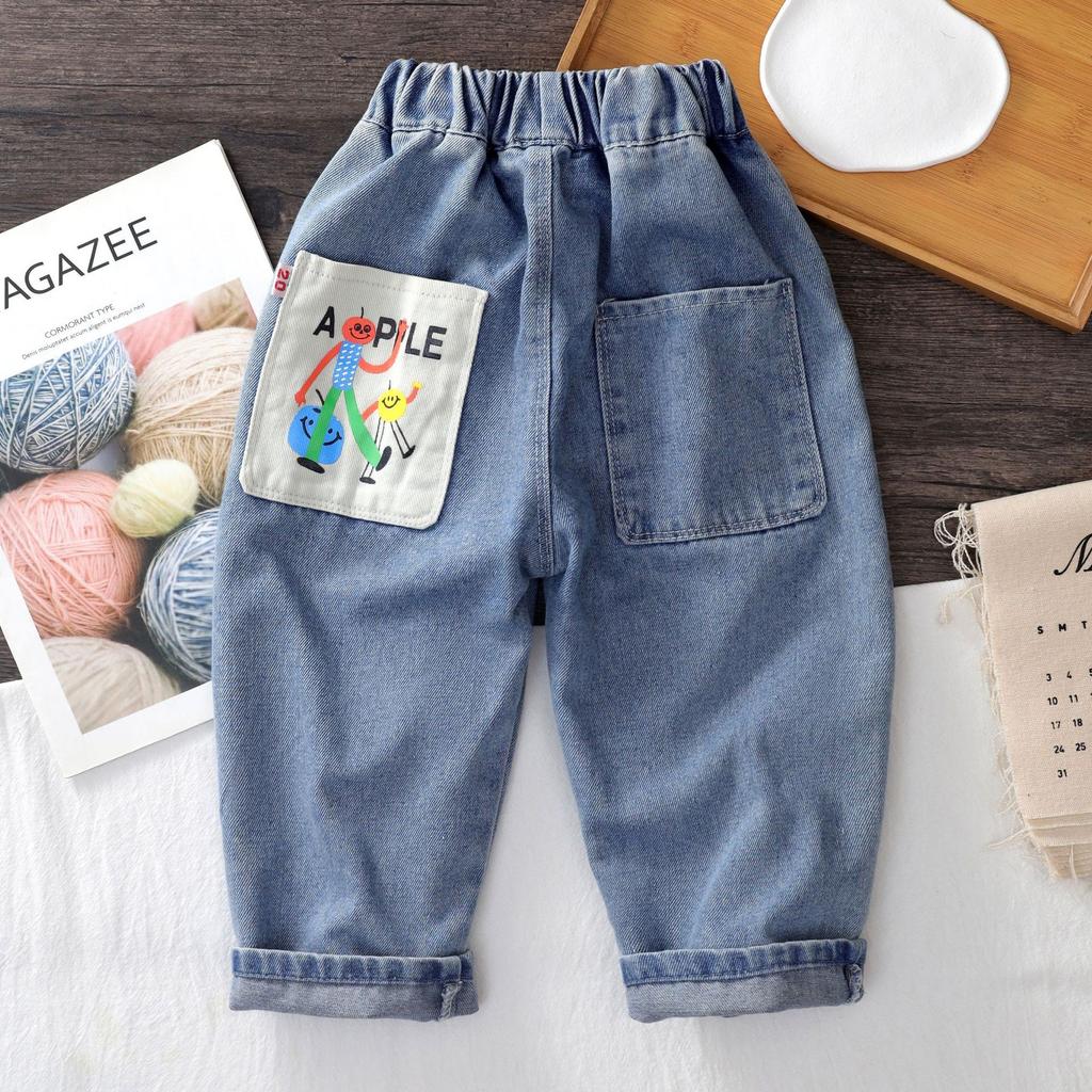 Kids Clothes Spring Boys Blue Jeans Casual Cartoon Trousers Children Jeans Soft Denim Pants