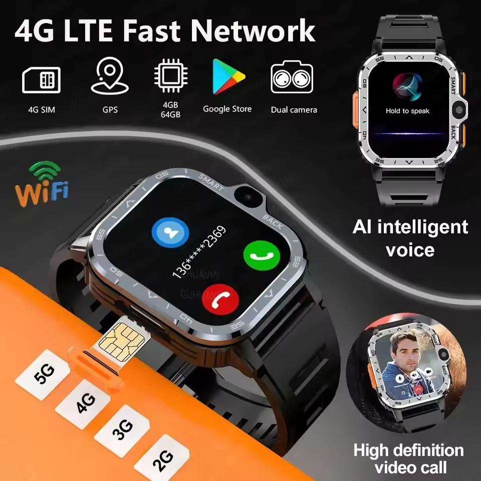 2026 New 4G Network Smart Watch Support SIM Card Google GPS NFC HD Dual Camera Android Smartwatch WIFI Wireless Fast Internet Access