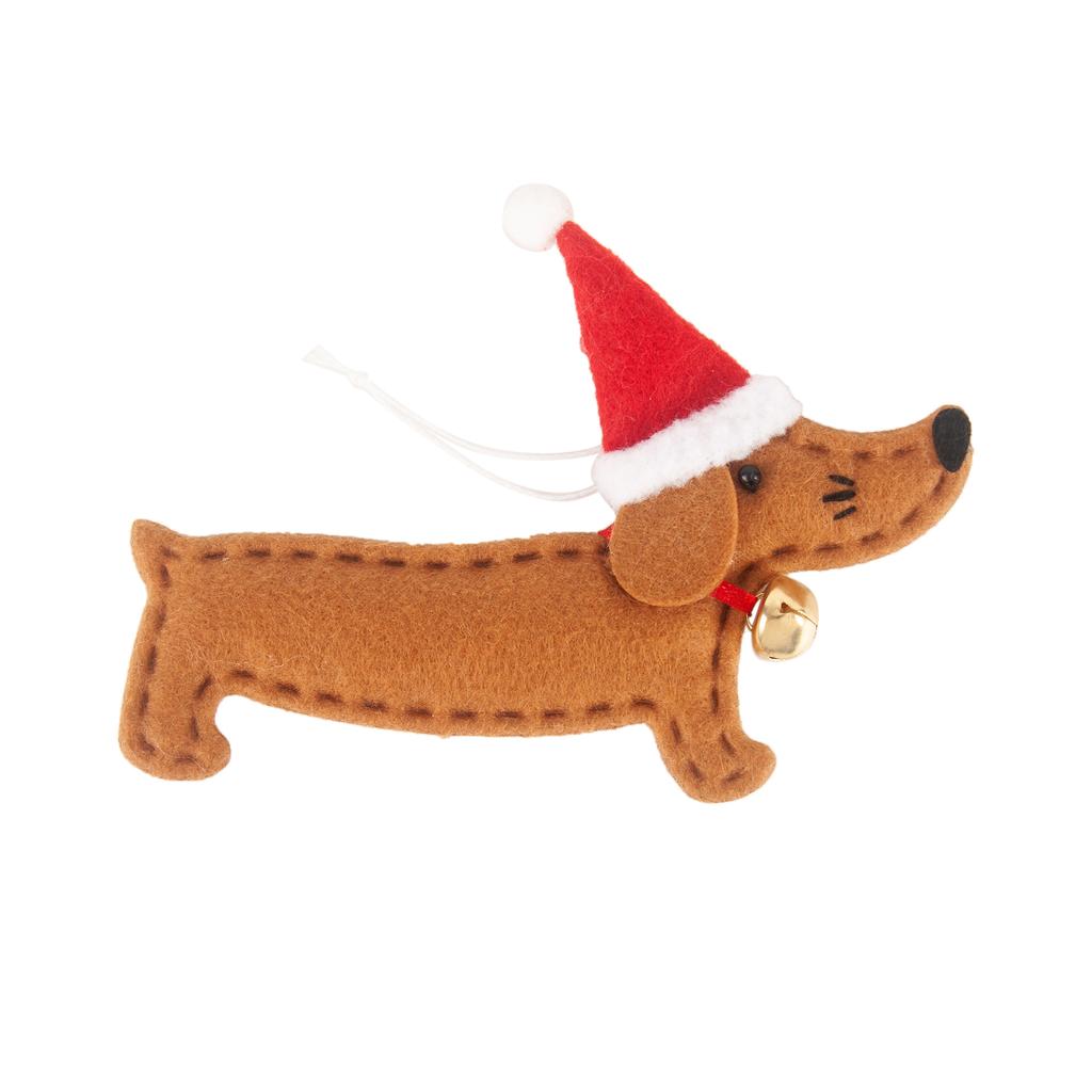1pc Christmas Decor Mini Cute Felt Wool Dachshund Christmas Tree Hanging Decorative Pendant Xmas Navidad New Year Party Gift