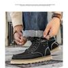 Men's English Casual Trend High-top Shoes with Cotton, Couple Work Boots, Big Head Yellow Boots