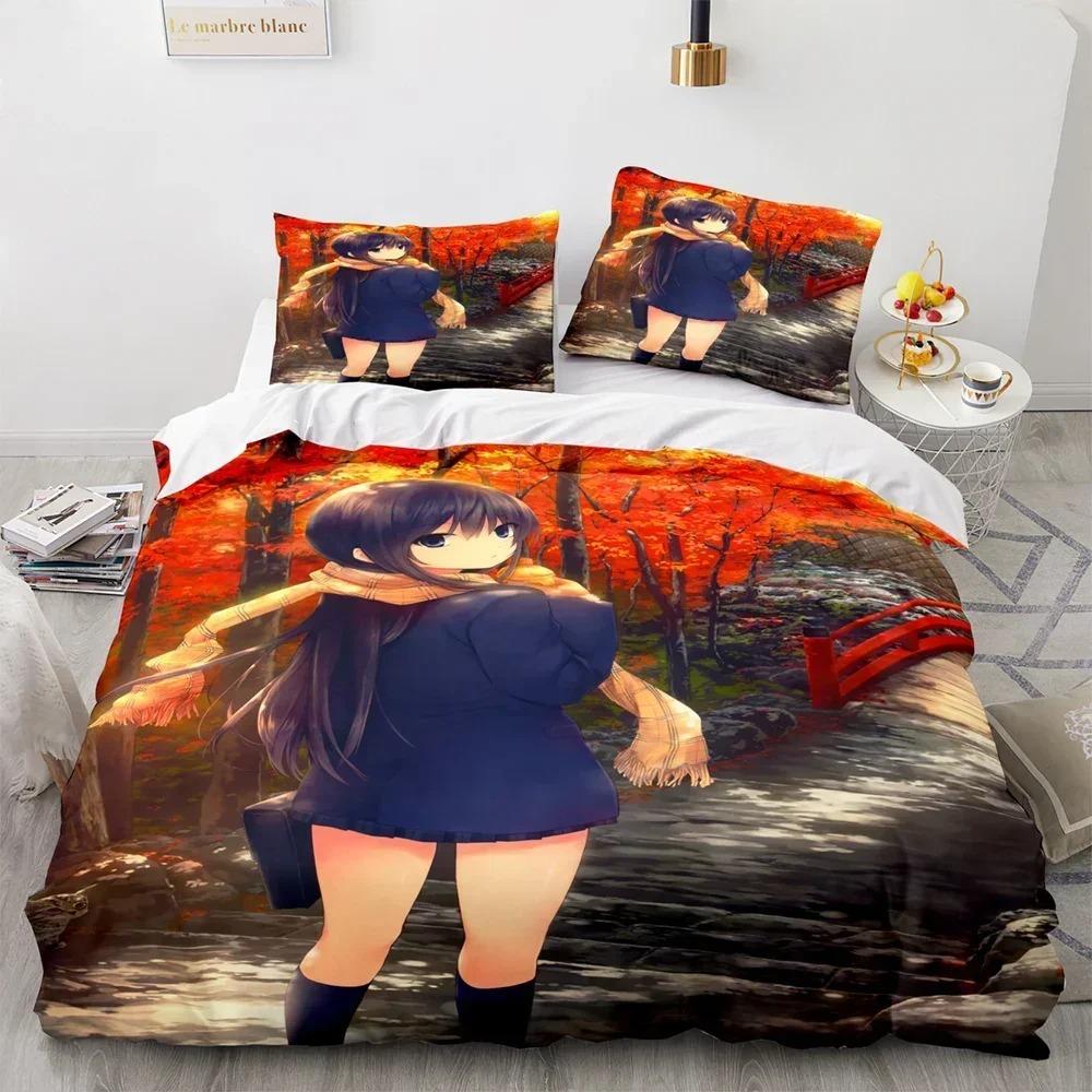 Comforter Kawaii Girl Anime Sexy Girl Bedding Set 3D Printed Suitable For Bedroom Kids Home Textile