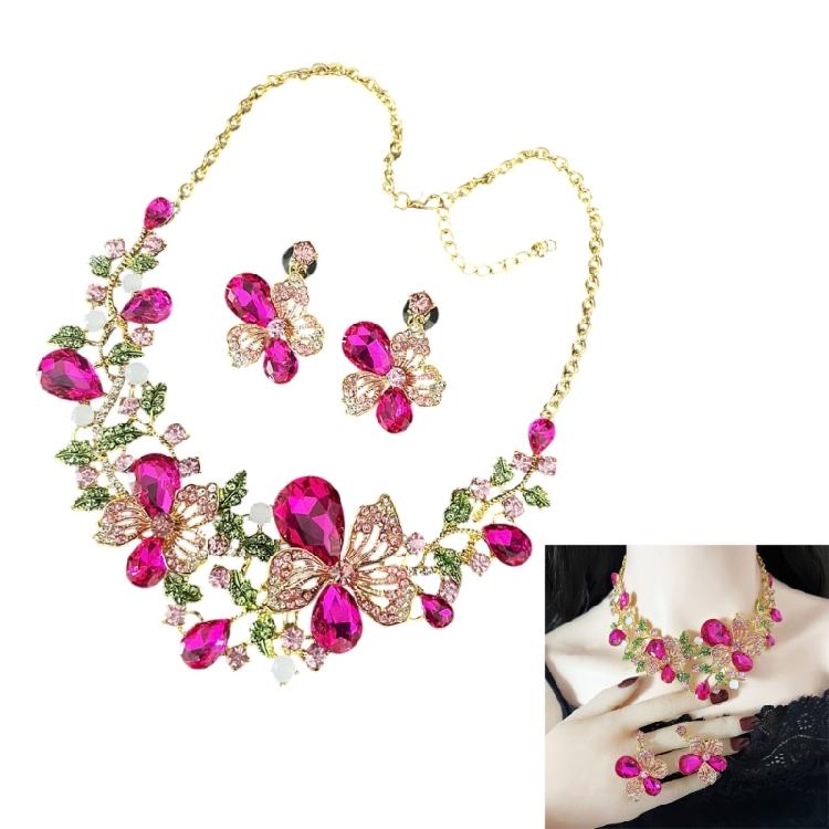 Versatile Flower Inspired Jewelry Set Rhinestones Florals Necklace And Earrings For Fashion Forward Women