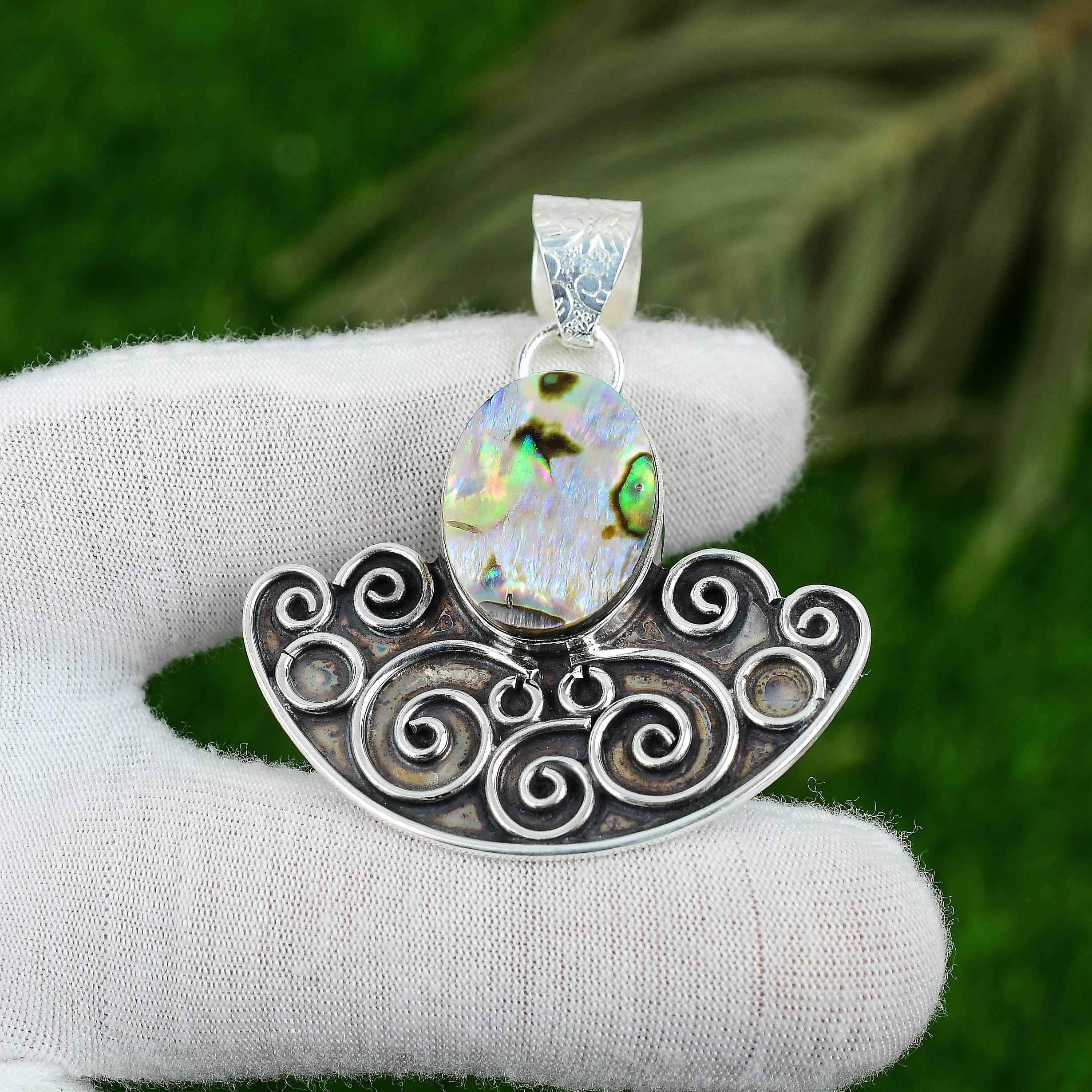 

Подарок на день рождения для нее Натуральный перламутр Камень-самоцвет Подвеска Стерлинговое серебро 925 пробы