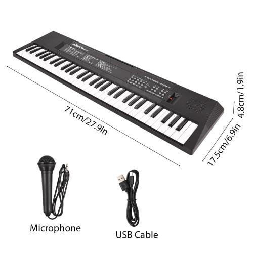 Btuty 61-Key Electronic Keyboard Piano with Dual Speakers, 8 Tones, 5 Rhythms, 5 Drums, Percussion, 6 Demo Microphones, 2 Power Modes, Musical Instrum