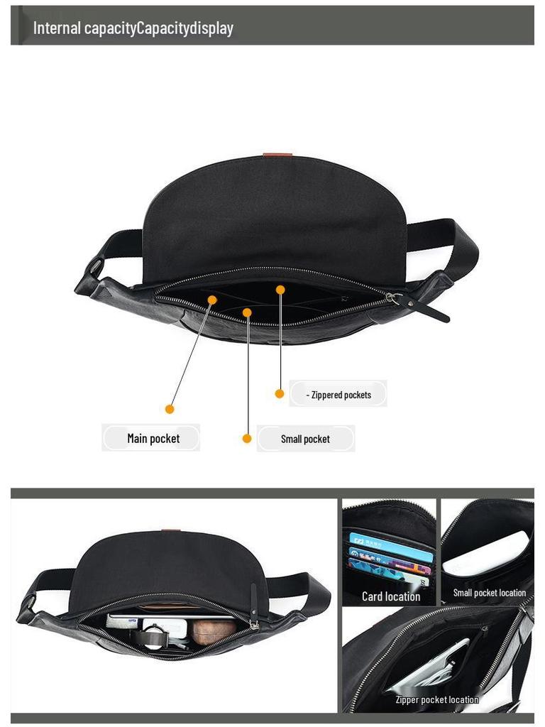 Men's Premium Vegetable Tanned Leather Crossbody Chest Bag - Large Capacity Casual Sports Shoulder Bag