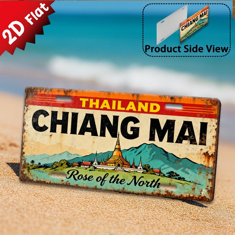 D Flatpc CHIANG MAI Metal Sign Outdoor Wall Art ( ) Retro Metal Sign Cultural City Decor Living Room Decor 15x30cm(5.9x7.8inch)