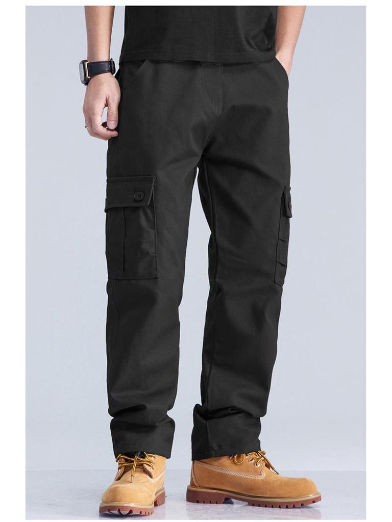 Men's Straight-Leg Pure Cotton Multi-Pocket Work Pants