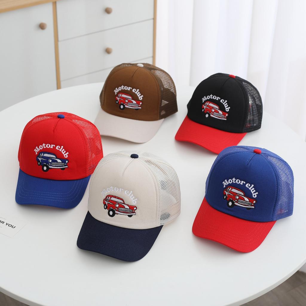JYL TS DIY Excavator Kids Cap Mesh Summer Sun Hat Polyester