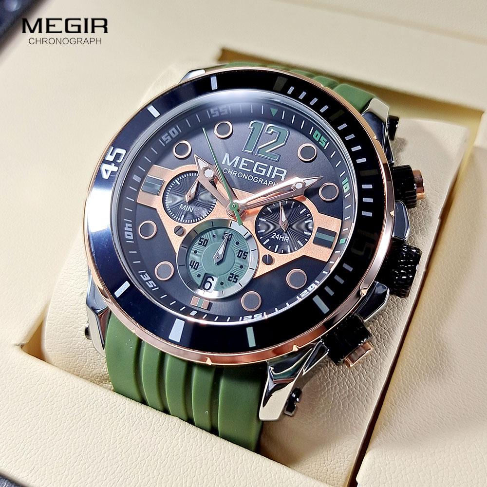 Fashion Waterproof Quartz Watches for Men Luxury Military Sport Chronograph Wristwatch with Silicone Strap