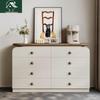 Retro Solid Wood Wall Storage Cabinet: Five-Drawer & Eight-Drawer Combo for Living Room