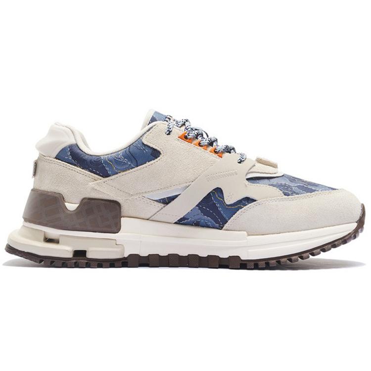 New LiNing 001 Ingenuity Cushioning, Slip Resistant, And Abrasion Resistant Low Top Sports Casual Shoes Men's Gray Blue AZGS077-3