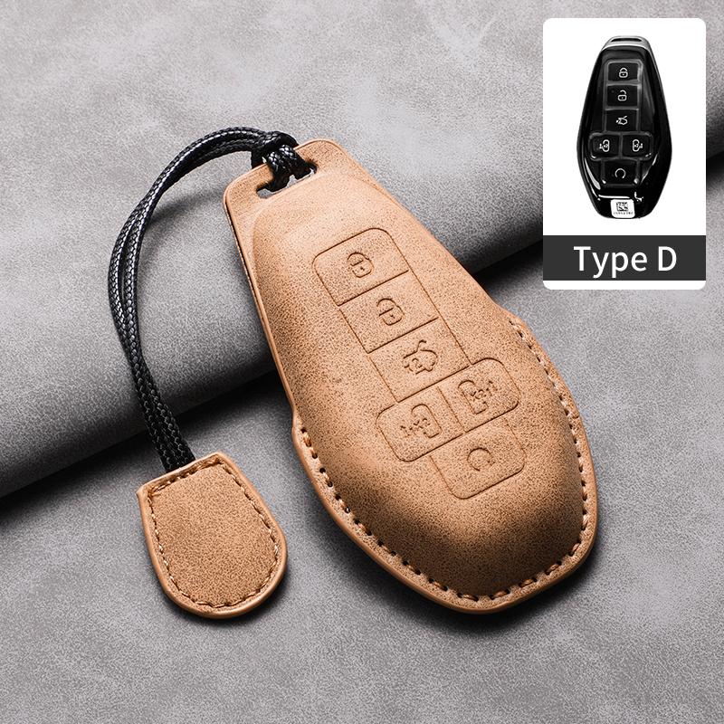 

Car Key Case Cover For Denza D9 Dm D9 Ev Leather Car Remote Key Case Cover Car Keychain Protector Shell Decorative Accessories