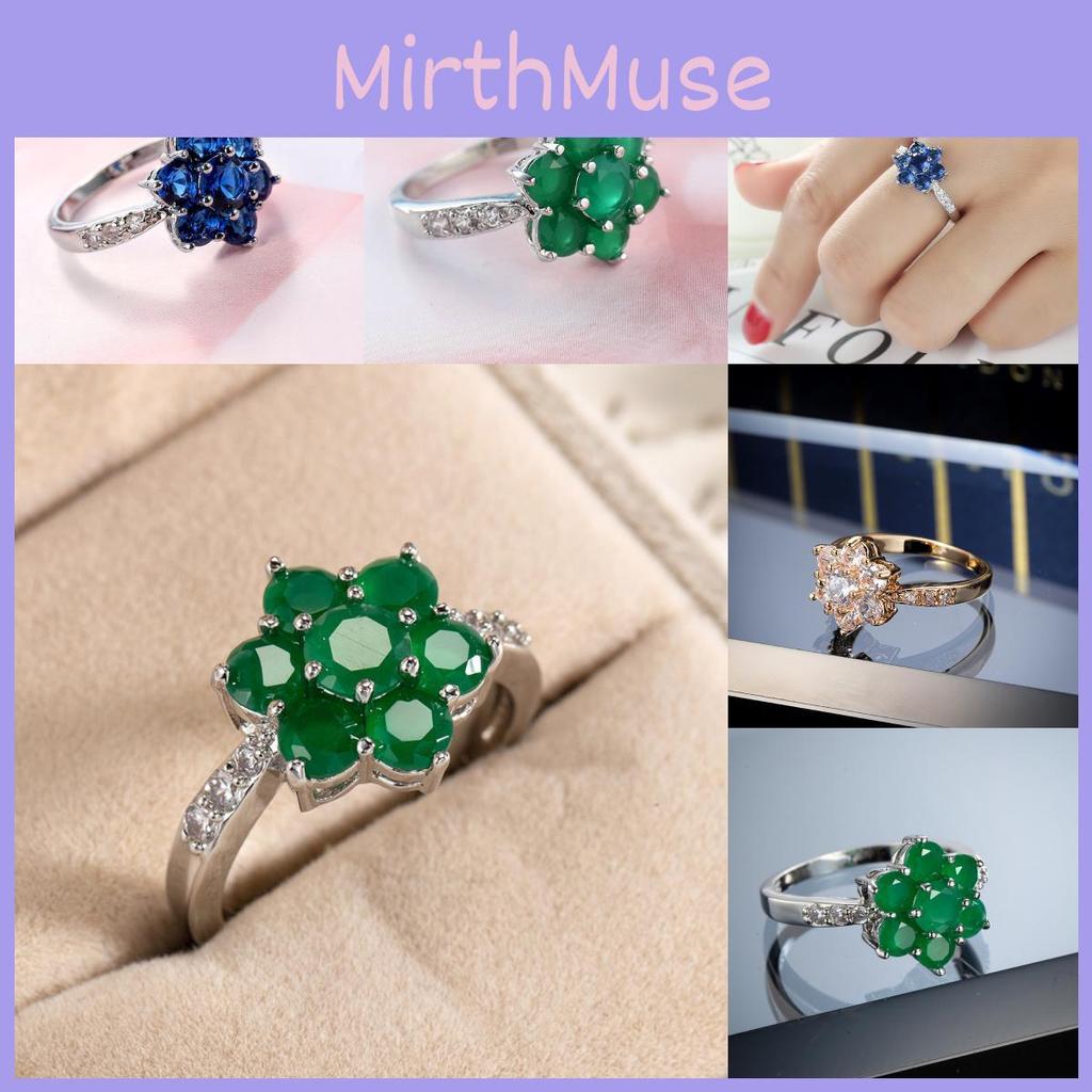 Zirconium Blue Pink Ring Copper Base Gold Plating Conscious Women Decoration