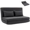 Floor Chair with Backrest, Corduroy Folding Sofa As Guest Bed, Adjustable Backrest, Wide Seat, Dark Grey