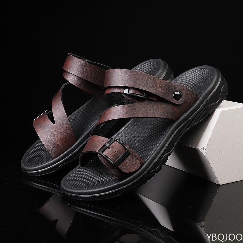 Fashion 2025 Men's Summer Sandals PU Leather Non-slip Breathable Roman Shoes Outdoor Casual Sport Slippers Beach Flip-Flop Garden Shoes