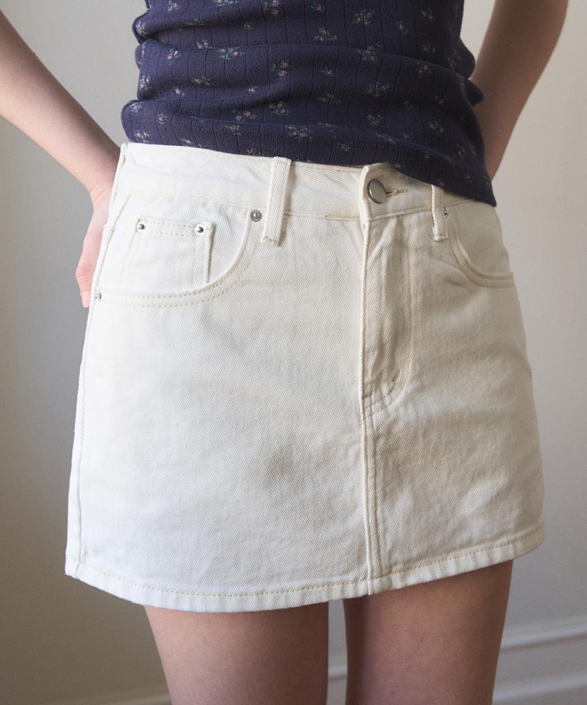 Heint Low Rise Inner Pants Mini Skirt 2Col_Ivory