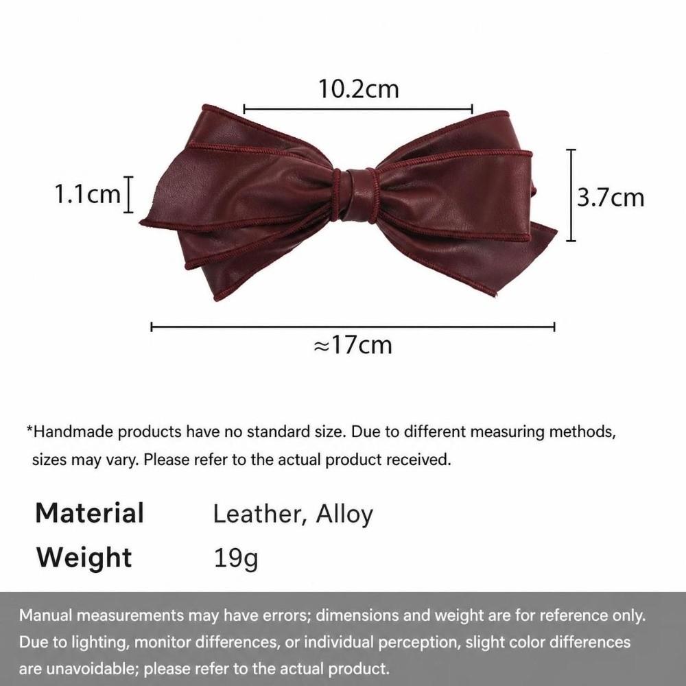 Soft Leather Bow Hair Clips Non-Slip Hair Accessories Elegant Ponytail Holder Women